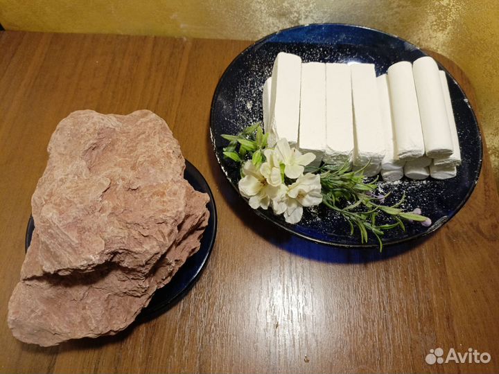 Пищевой мел, кусковой, пиленный, много видов глины