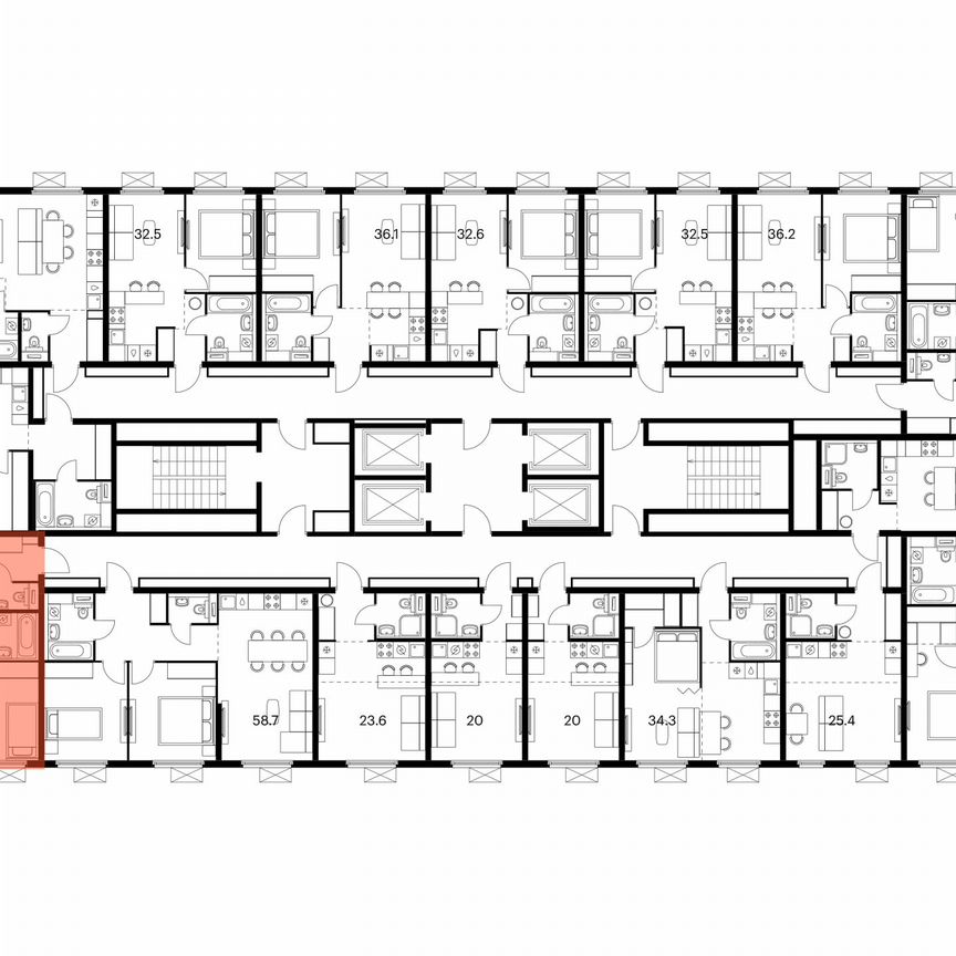 2-к. квартира, 46,2 м², 16/25 эт.