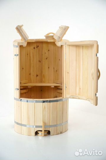 Фитобочка из кедра овальная со скосом для дома