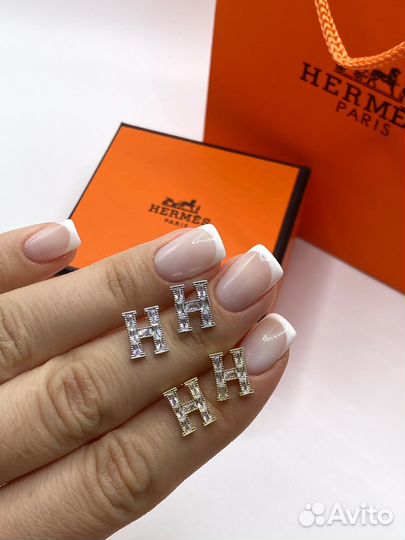 Серьги гвозди hermes пусеты