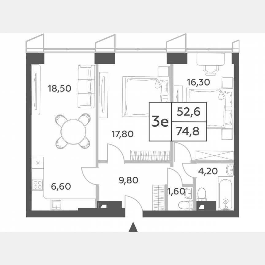 2-к. квартира, 73,7 м², 48/54 эт.