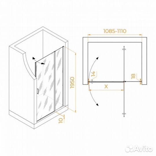 Душевая дверь RGW Leipzig LE-004Gr 110 прозрачная