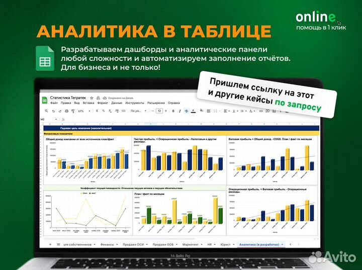 Помощь Excel, Гугл Sheets: Любая работа в таблицах