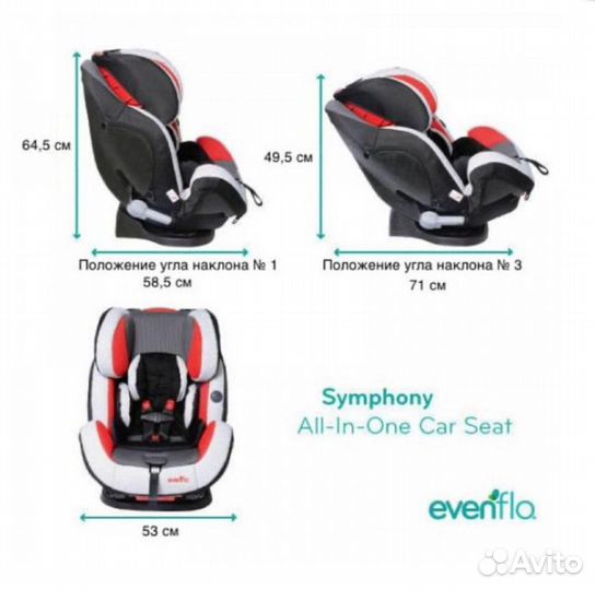 Детское автокресло evenflo symphony 65 до 50кг