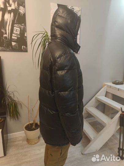 Мужской кожаный пуховик Зима