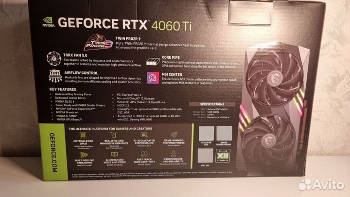 Видеокарта MSI GeForce RTX 4060 Ti gaming X 16G