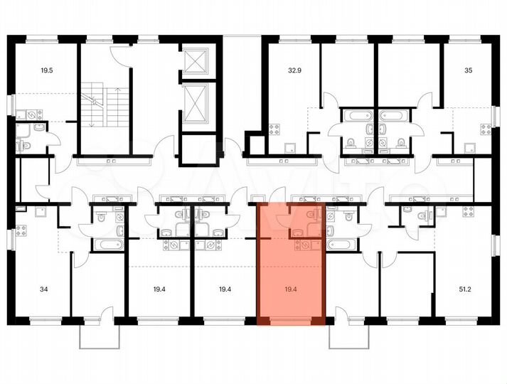 Квартира-студия, 19,4 м², 3/14 эт.