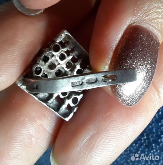 Серебро: серьги + кольцо