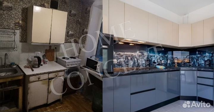 Замена плёнки фасадов кухни Установка подсветки