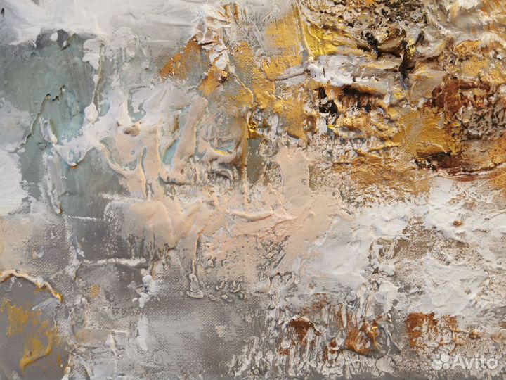 Большая интерьерная картина с текстурой и золочени