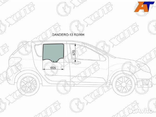 Стекло боковое опускное dacia sandero stepway