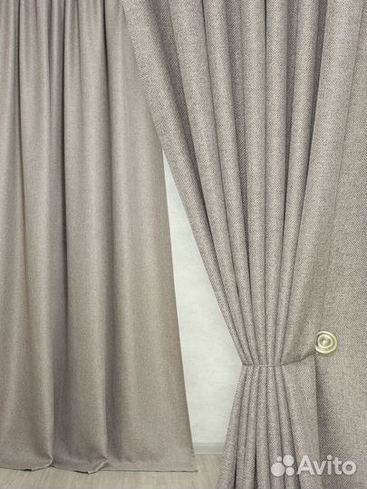 Шторы рогожка серо-коричневый