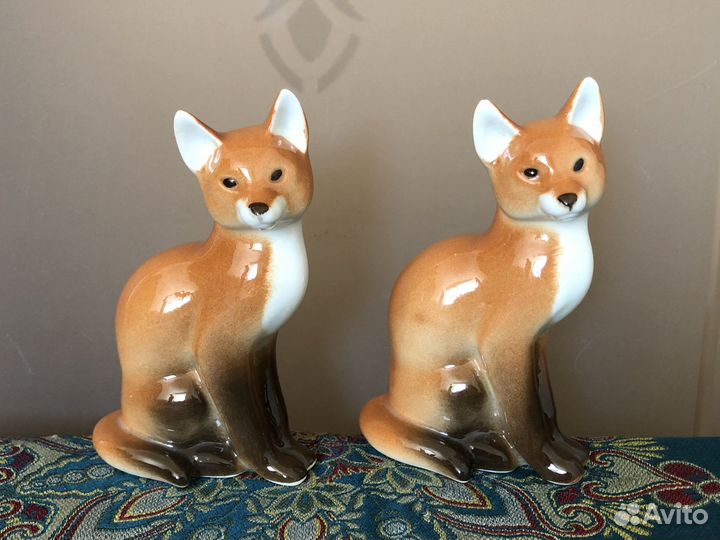 Старинная фарфоровая статуэтка Лиса Лисица лфз ССС