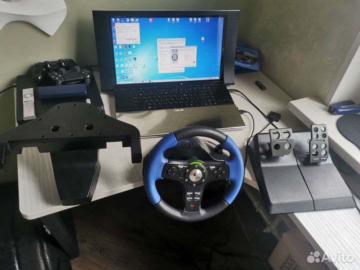 Игровой руль с педалями logitech driving force ex