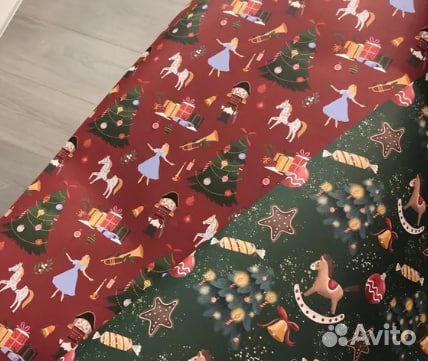 Упаковочная бумага со Щелкунчиком для подарков нов