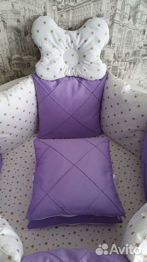 Бортики-подушечки со сьемными наволочками