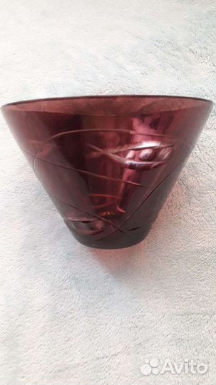 Ваза красное цветное стекло,хрусталь СССР