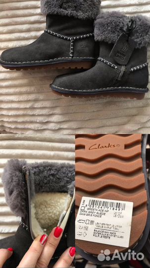 Угги сапожки clarks р33-33.5 натуральная замша, ме