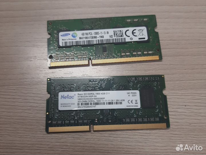 Оперативная память для ноутбука DDR3L 1600mhz