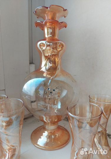 Графин с медведем и стопками сапожками СССР