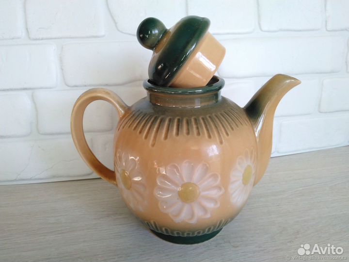 Большой керамический чайник. Винтажный чайник СССР