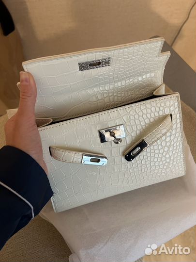 Сумка белая женская клатч маленькая Hermes