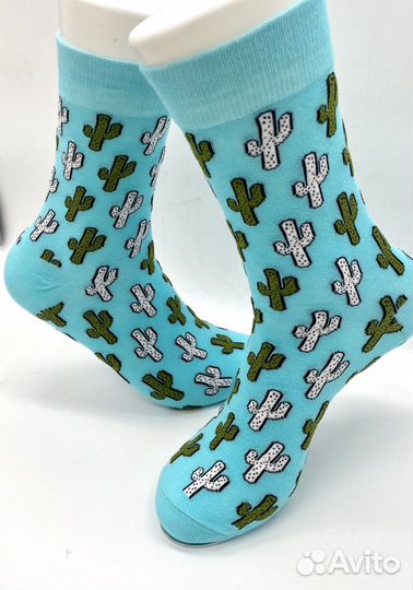 Носки мужские - / Голубой Кактус