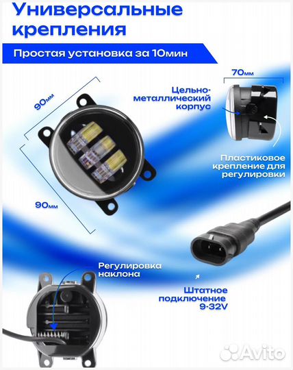 Птф светодиодные, универсальные. Без предоплаты