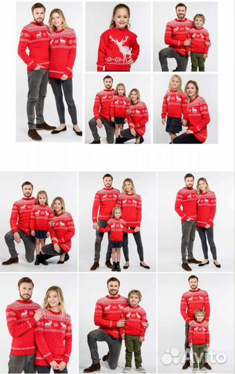 Семейный комплект свитеров бренда Тёплые звери 9шт