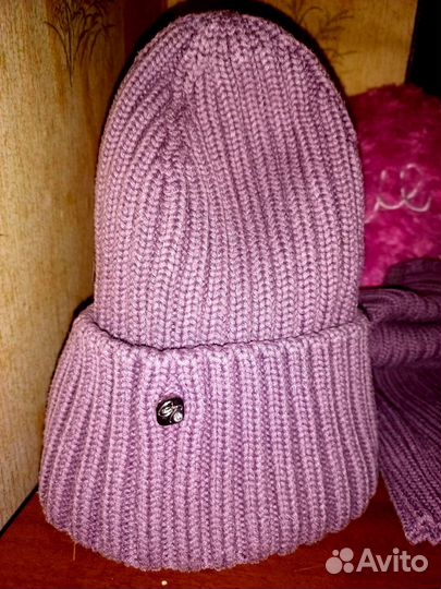 Шапка женская вязаная со снудом