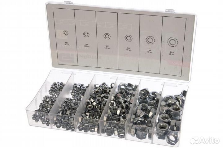 Набор гаек М3, М4, М5, М6, М8, М10, 600 предм./ С