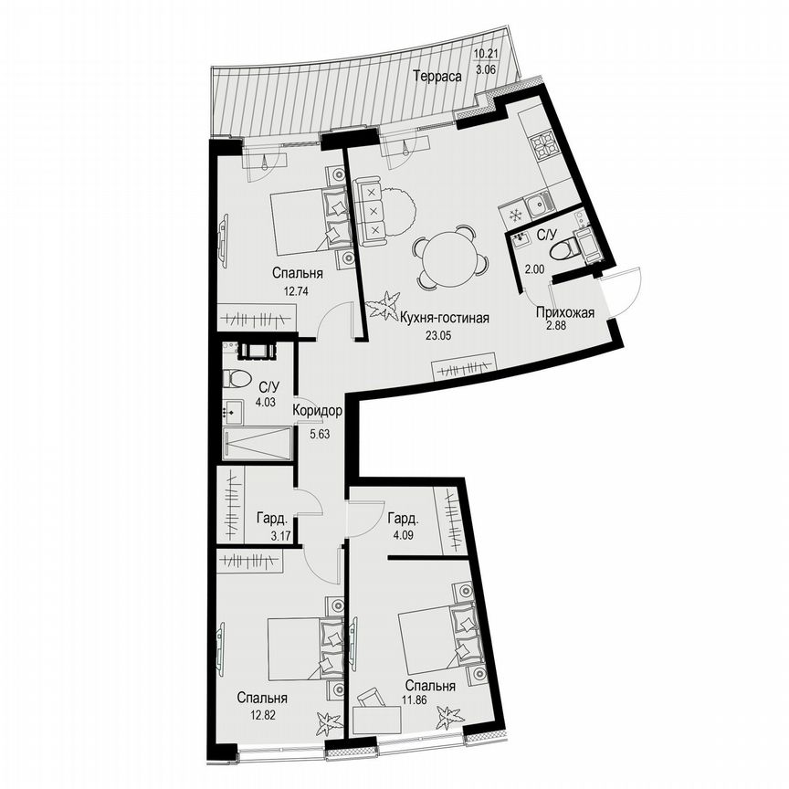3-к. квартира, 85,3 м², 6/6 эт.