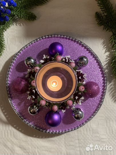 Новогодний подсвечник ручная работа