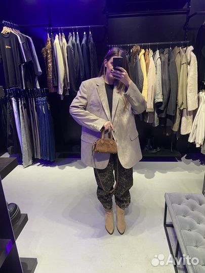 Винтажный оверсайз пиджак из микровельвета