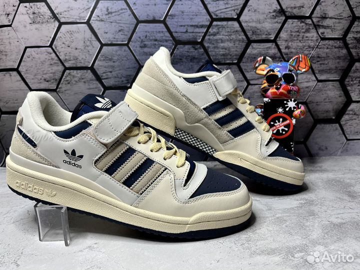 Кроссовки Adidas Forum low белый с синим