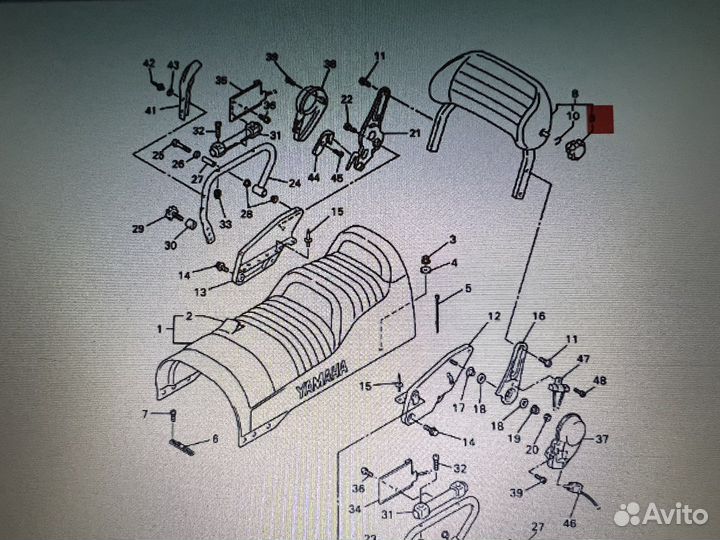 Рукоятка регулировки спинки пассажира Ямаха Yamaha