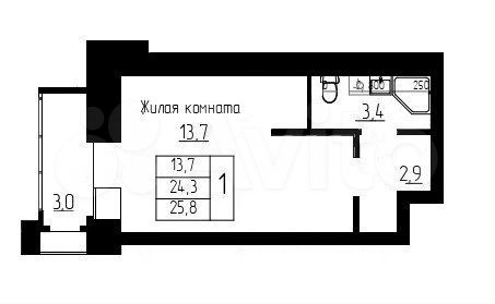 Квартира-студия, 25,8 м², 5/10 эт.