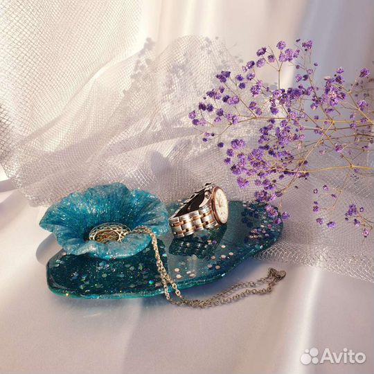 Подставка под украшения, часы из эпоксидной смолы