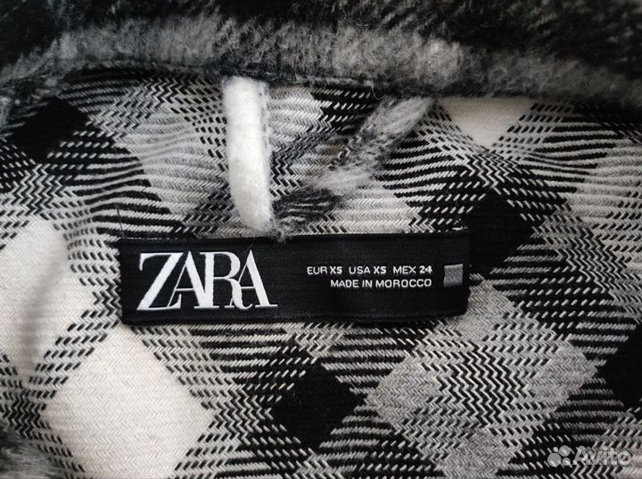 Теплая рубашка Zara 42 44 в клетку шерсть
