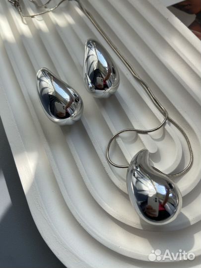 Серьги и кулон капля