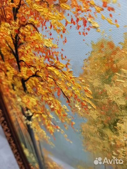 Картина маслом на холсте 72/46 пейзаж осень новая