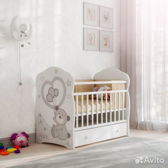 Детская кроватка вдк toby, маятник/ящик + матрас