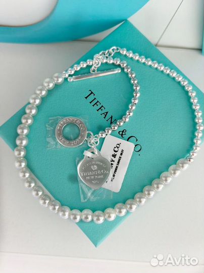 Tiffany браслет из бусин из серебра с жемчугом