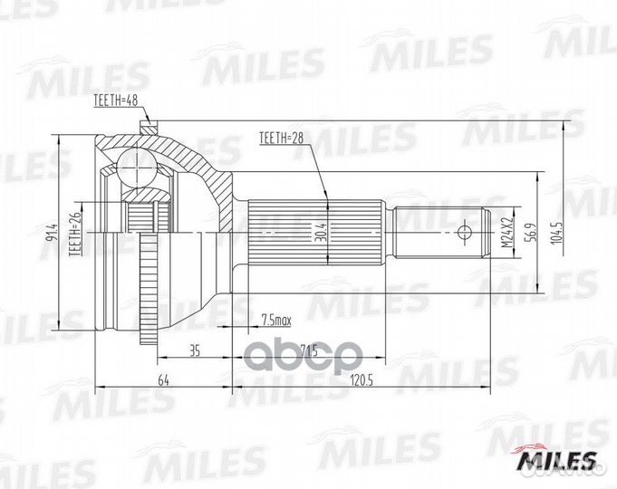 ШРУС ford transit 2.0DI 00-06 нар. +ABS GA20124