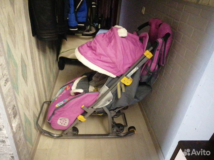 Детские санки коляска с колесами