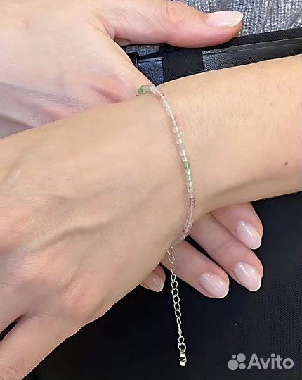 Браслет из граненых бусин Клубничного Кварца