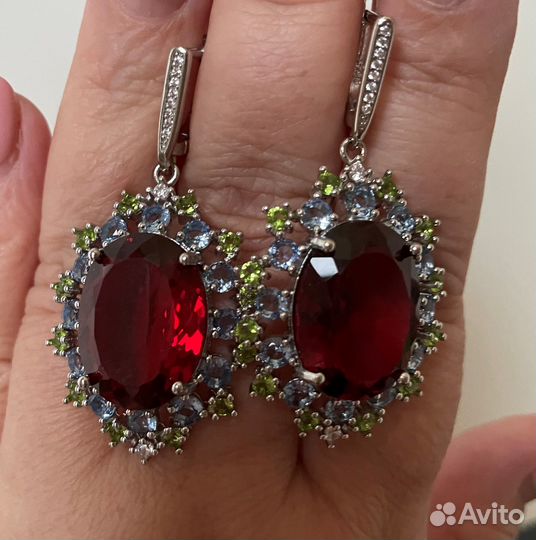 Серьги с родолитом