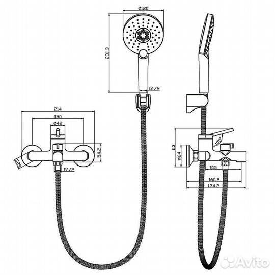 Смеситель для ванны Lemark lm3814c Хром