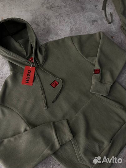 Спортивный костюм Hugo Boss зеленый велюровый мужской