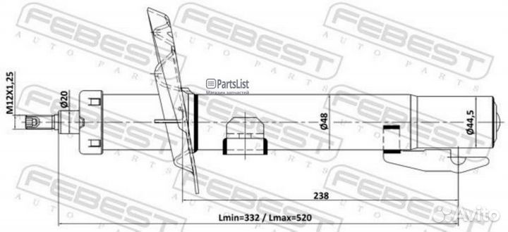 Амортизатор передний газовый\ Renault Megane II 02 24110008F